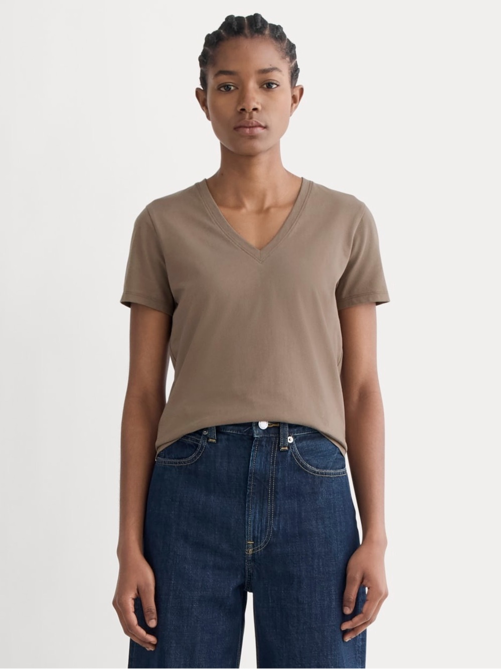 Everlane Slim V Neck Tee Essential Cotton Clay L NWT Classic Short Sleeve Top